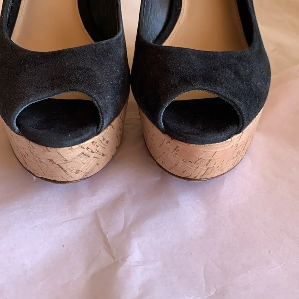 NWT Veronica Beard Dali Suede Peep Toe Wedge Sandals Size 8.5